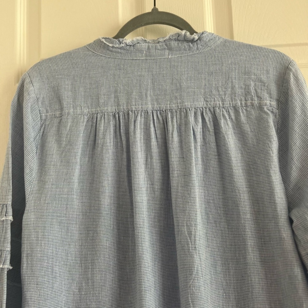 Dylan Tunic With Fray Ruffles. Hi/Lo. EUC. Size XS. Cotton/Linen blend. - Picture 6 of 9